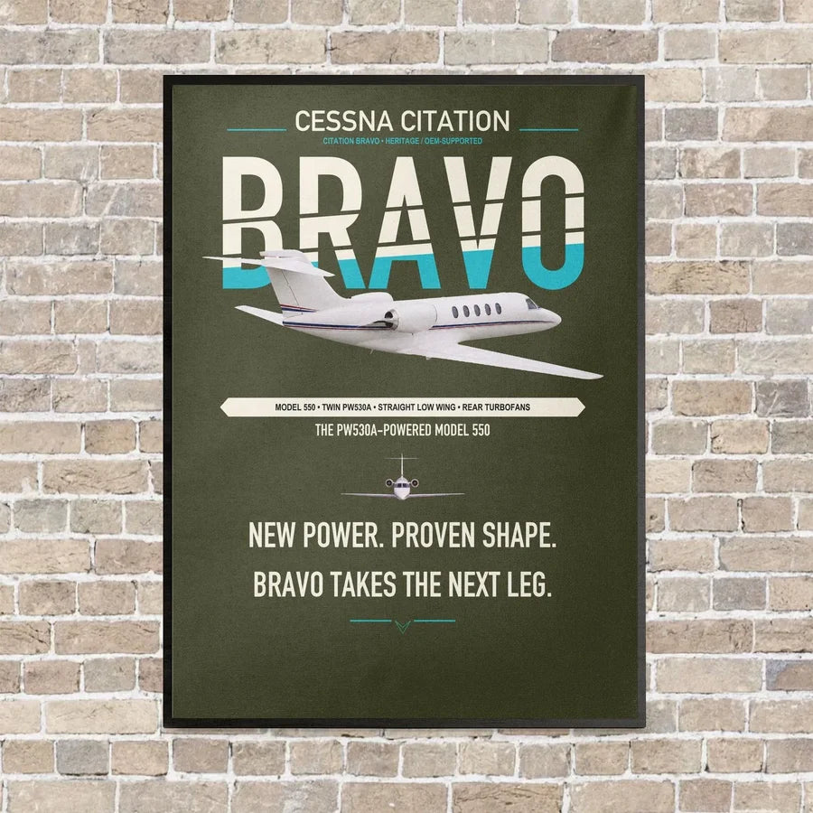 Cessna Citation Bravo vertical canvas print - framed - green army background