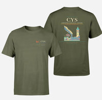 Thumbnail for Cheyenne Regional Airport (CYS) design printed on green army double-side t-shirt