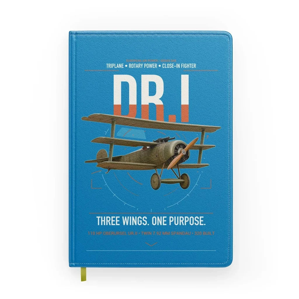 Fokker Dr.I design on turquoise notebook