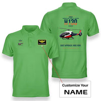 Thumbnail for Airbus H130 design on light green+name double-side polo t-shirt, double-side print