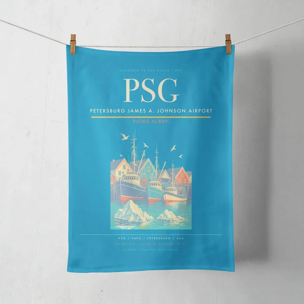 Petersburg James A. Johnson Airport (PSG) design on turquoise towel