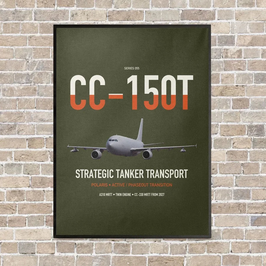 Airbus CC-150T Polaris vertical canvas print - framed - green army background