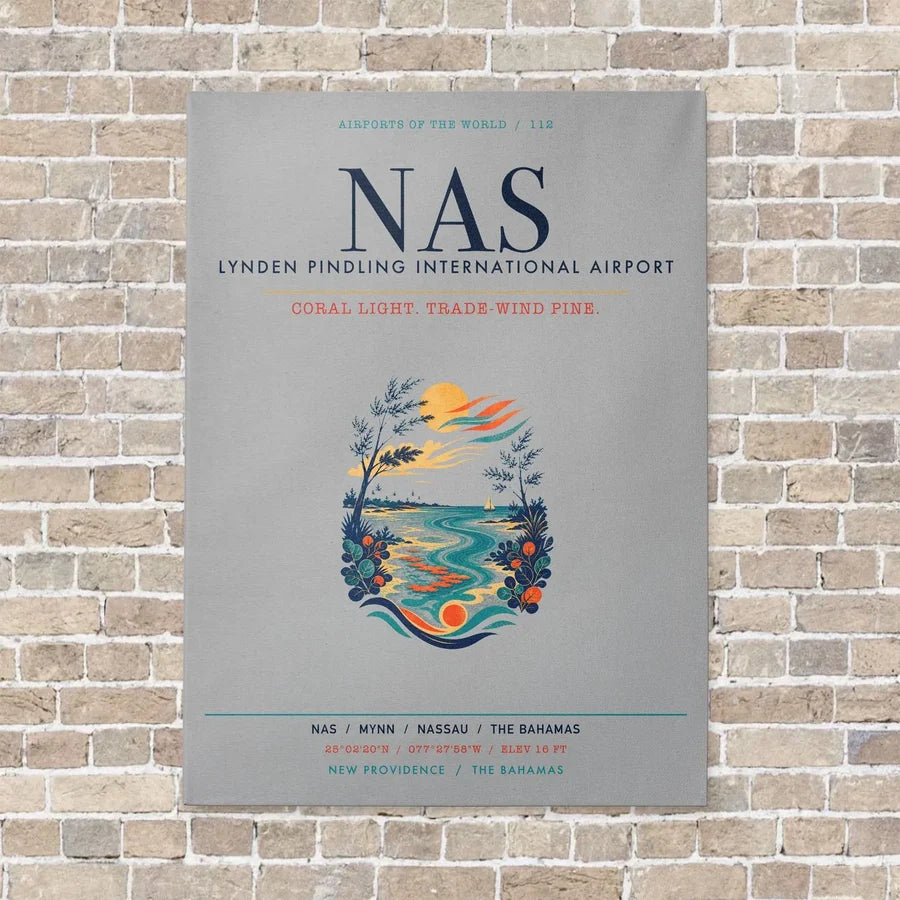 Lynden Pindling International Airport Nassau NAS vertical canvas print - no frame - light gray background