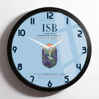 Thumbnail for Islamabad International Airport (ISB) design on light blue framed wall clock