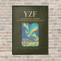 Thumbnail for Yellowknife Airport YZF vertical canvas print - framed - green army background