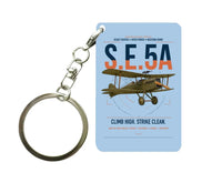 Thumbnail for Royal Aircraft Factory S.E.5a design on light blue designed key chain, double-side print