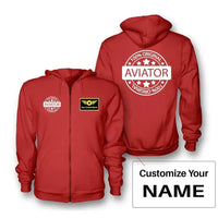 Thumbnail for %100 Original Aviator Zipped Hoodie - Red + Name (Customizable)
