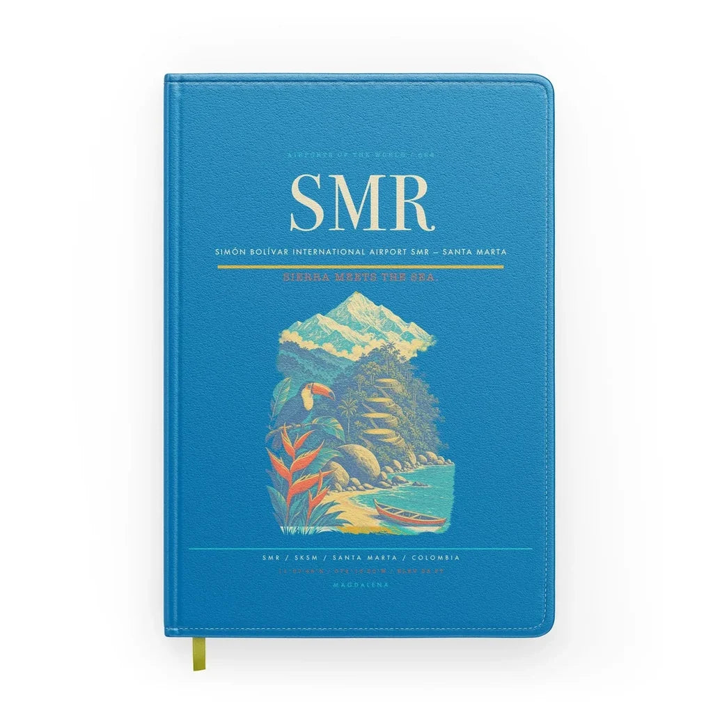Simón Bolívar International Airport (SMR) design on turquoise notebook