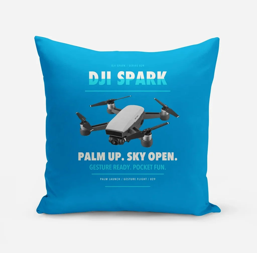 DJI Spark design on turquoise pillow