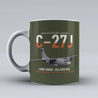 Thumbnail for C-27J Spartan design on green army ceramic mug, double-side print