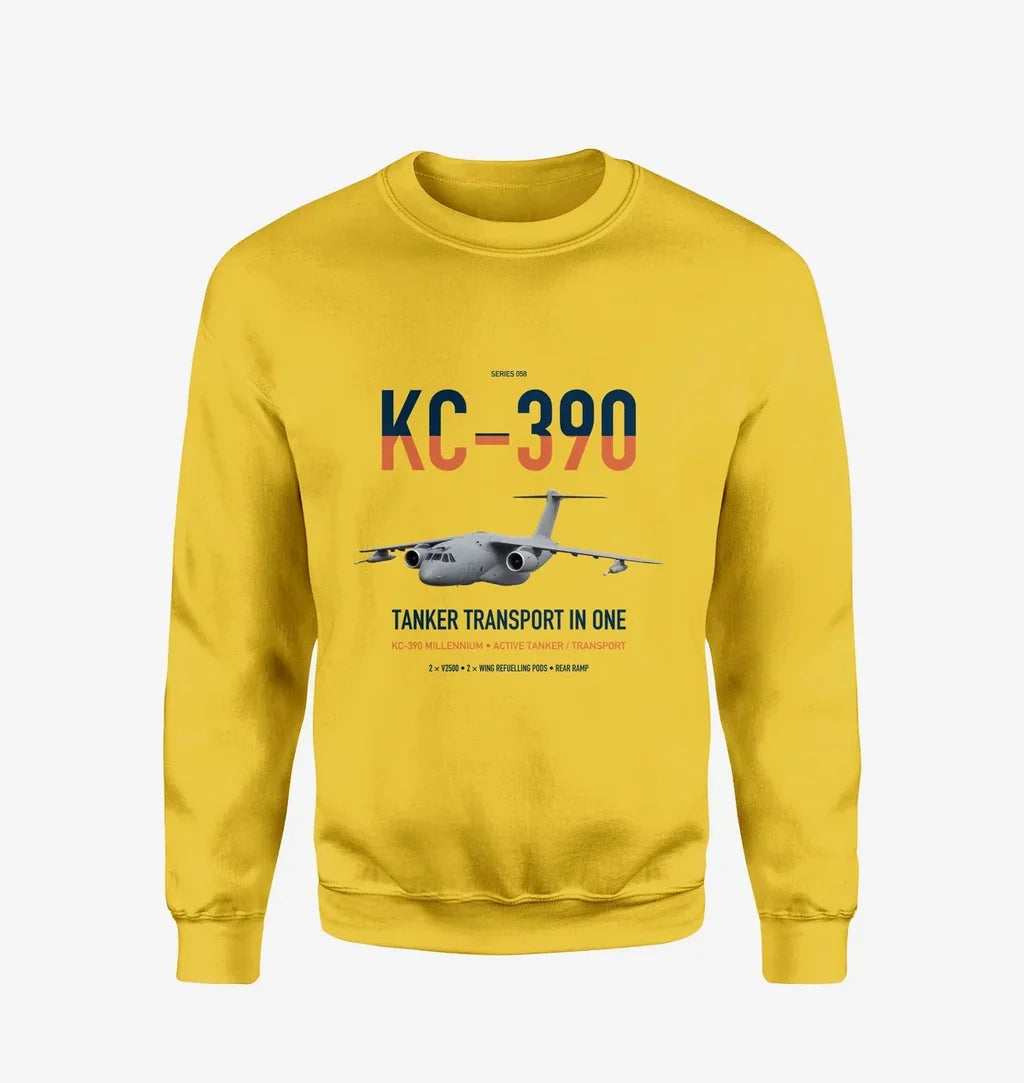Embraer KC-390 Millennium design on yellow sweatshirt