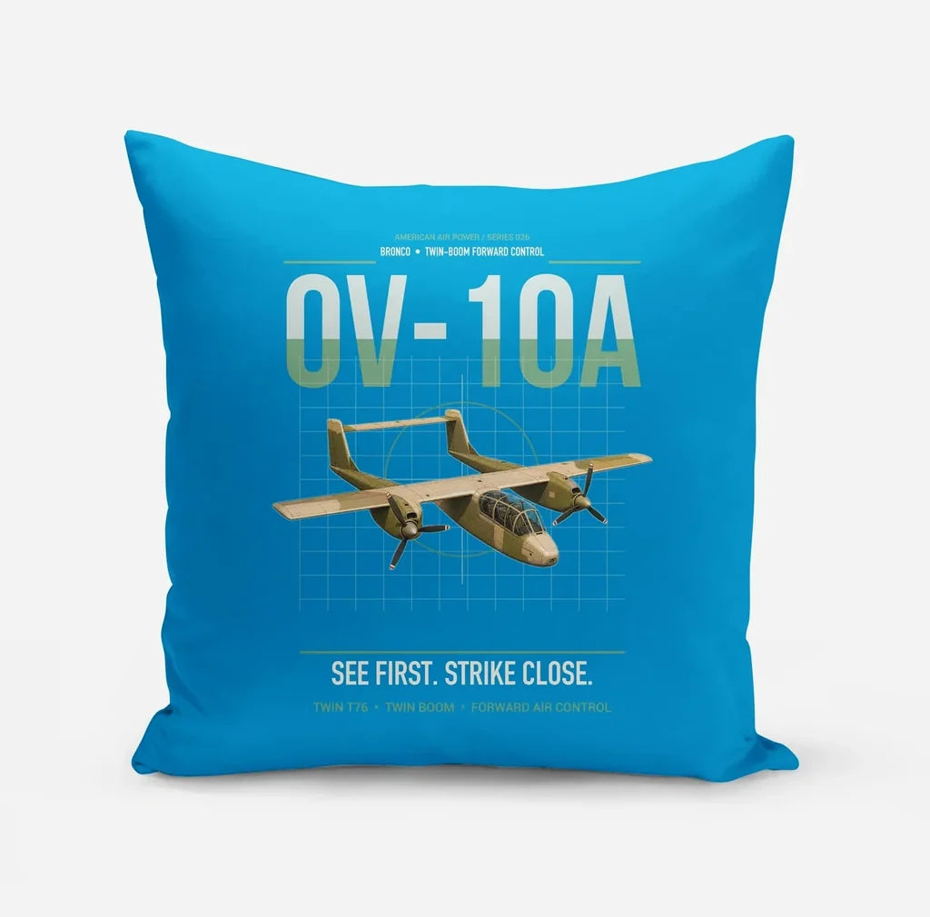 OV-10A Bronco design on turquoise pillow