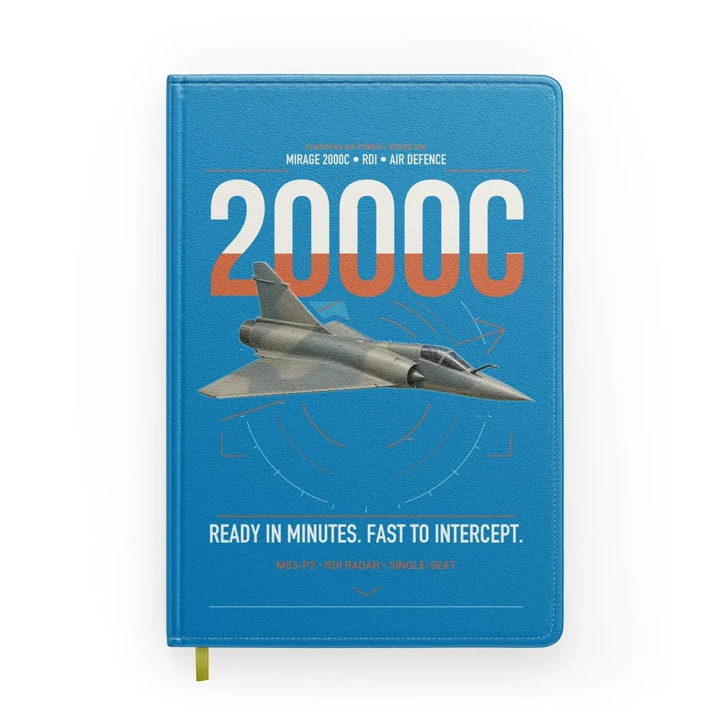 Dassault Mirage 2000C RDI design on turquoise notebook