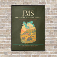 Thumbnail for Jamestown Regional Airport JMS vertical canvas print - framed - green army background