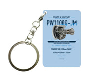 Thumbnail for PW1100G-JM Key Chain design on light blue key chain