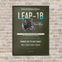 Thumbnail for CFM LEAP-1B vertical canvas print - framed - green army background