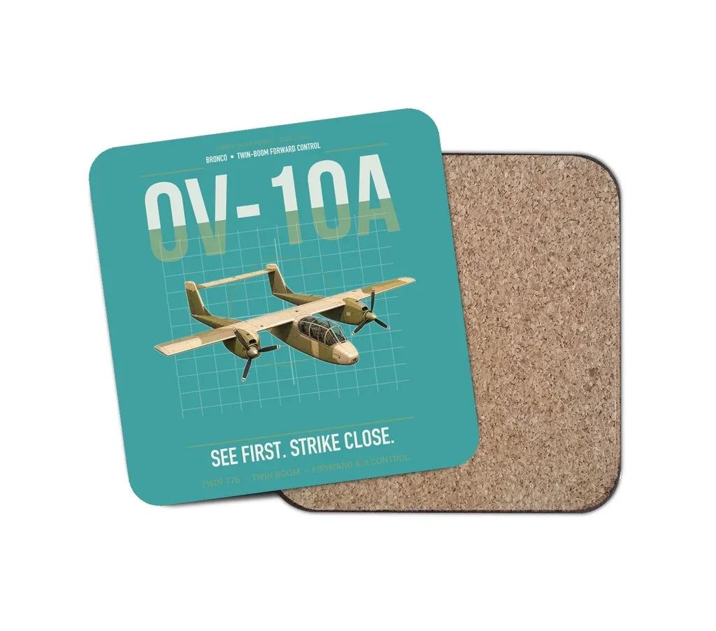 OV-10A Bronco design on turquoise 1 piece coaster