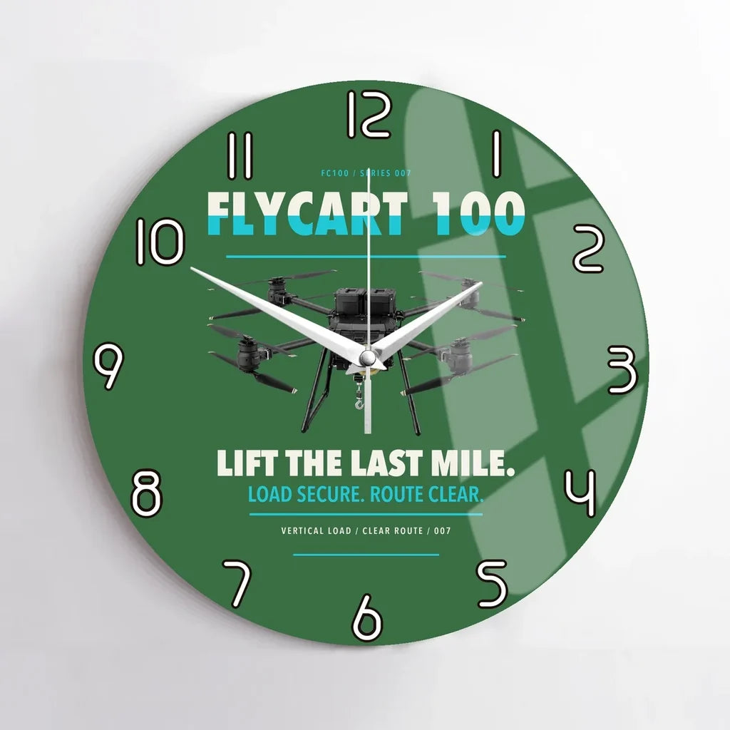 DJI FlyCart 100 design on green no frame wall clock