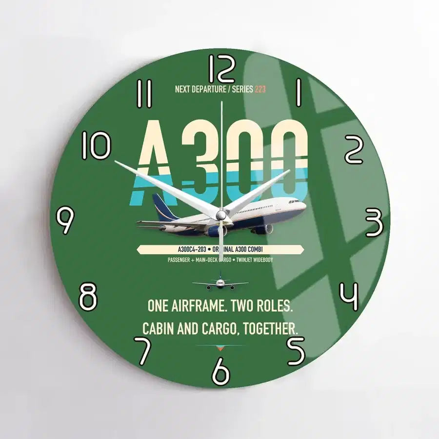 Airbus A300C4-203 design on green no frame wall clock