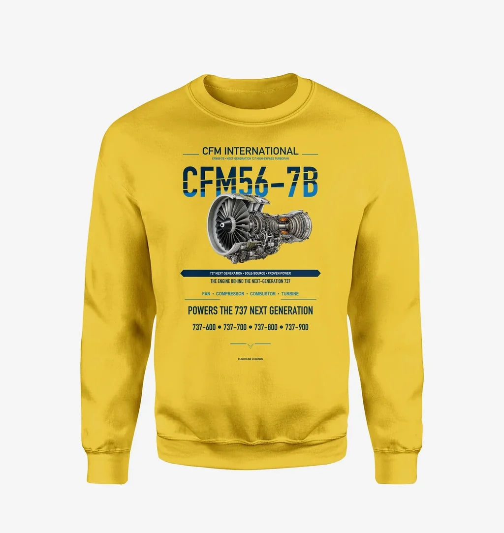 CFM56-7B design on yellow sweatshirt