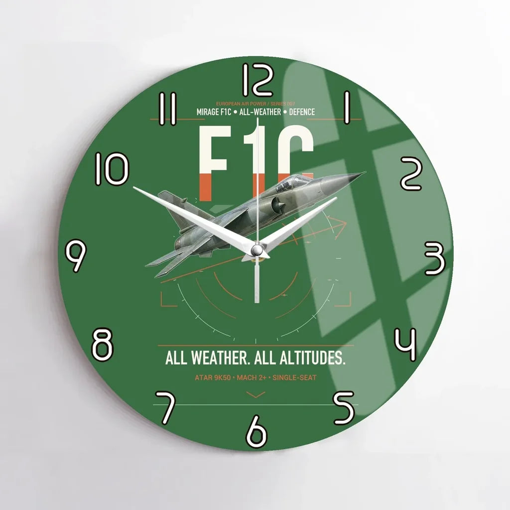Dassault Mirage F1C design on green no frame wall clock
