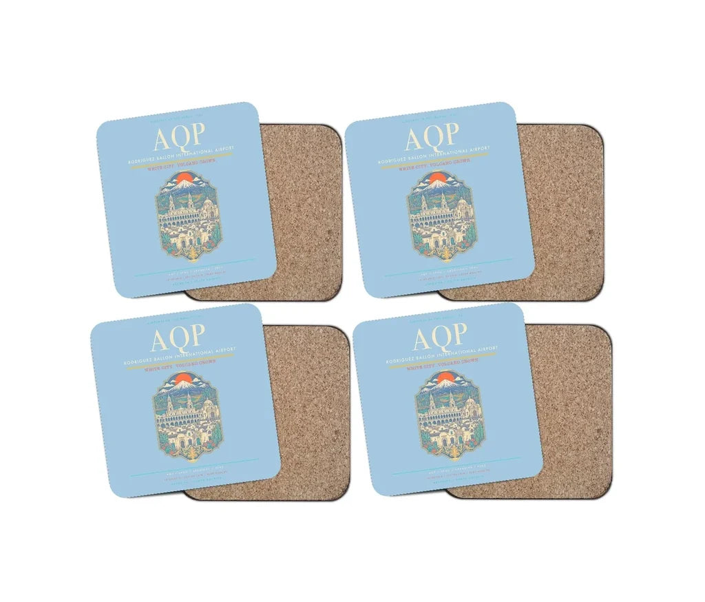 Rodriguez Ballon International Airport AQP Coaster 4-Pieces-Set - Light Blue