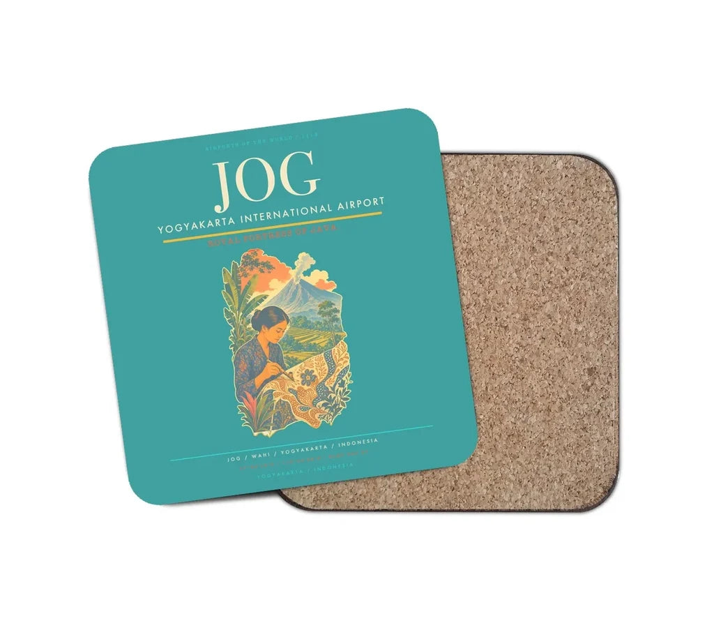 Yogyakarta International Airport (JOG) design on turquoise 1 piece coaster