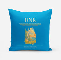 Thumbnail for Dnipropetrovsk International Airport (DNK) design on turquoise pillow