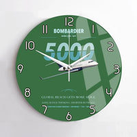 Thumbnail for Bombardier Global 5000 design on green no frame wall clock