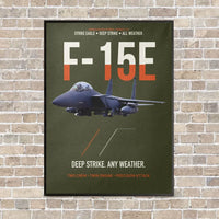 Thumbnail for F-15E Strike Eagle Deep Strike Any Weather vertical canvas print - framed - green army background