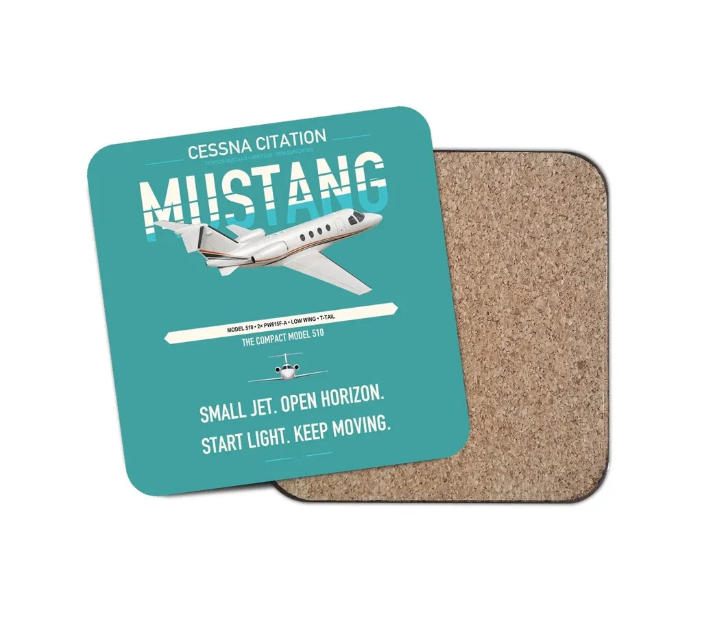 Cessna Citation Mustang design on turquoise 1 piece coaster