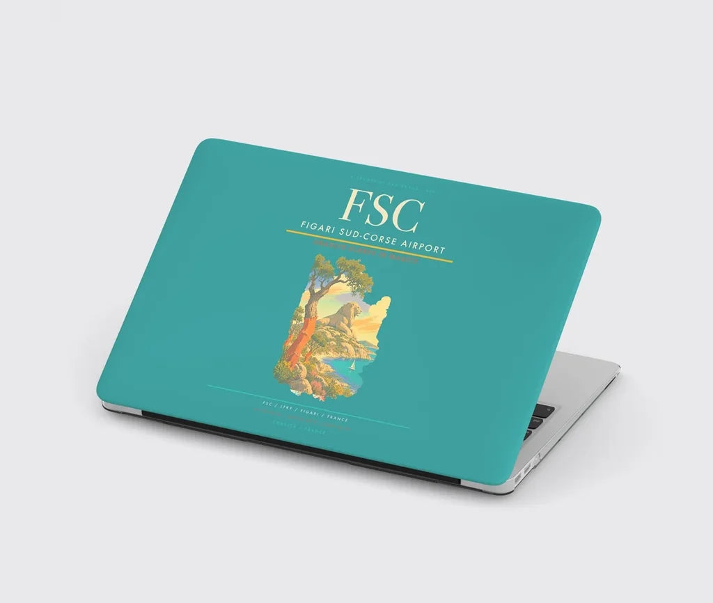 Figari Sud-Corse Airport (FSC) design on turquoise MacBook case