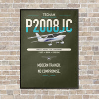Thumbnail for Tecnam P2008JC NG vertical canvas print - framed - green army background