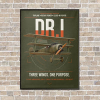 Thumbnail for Fokker Dr.I vertical canvas print - framed - green army background