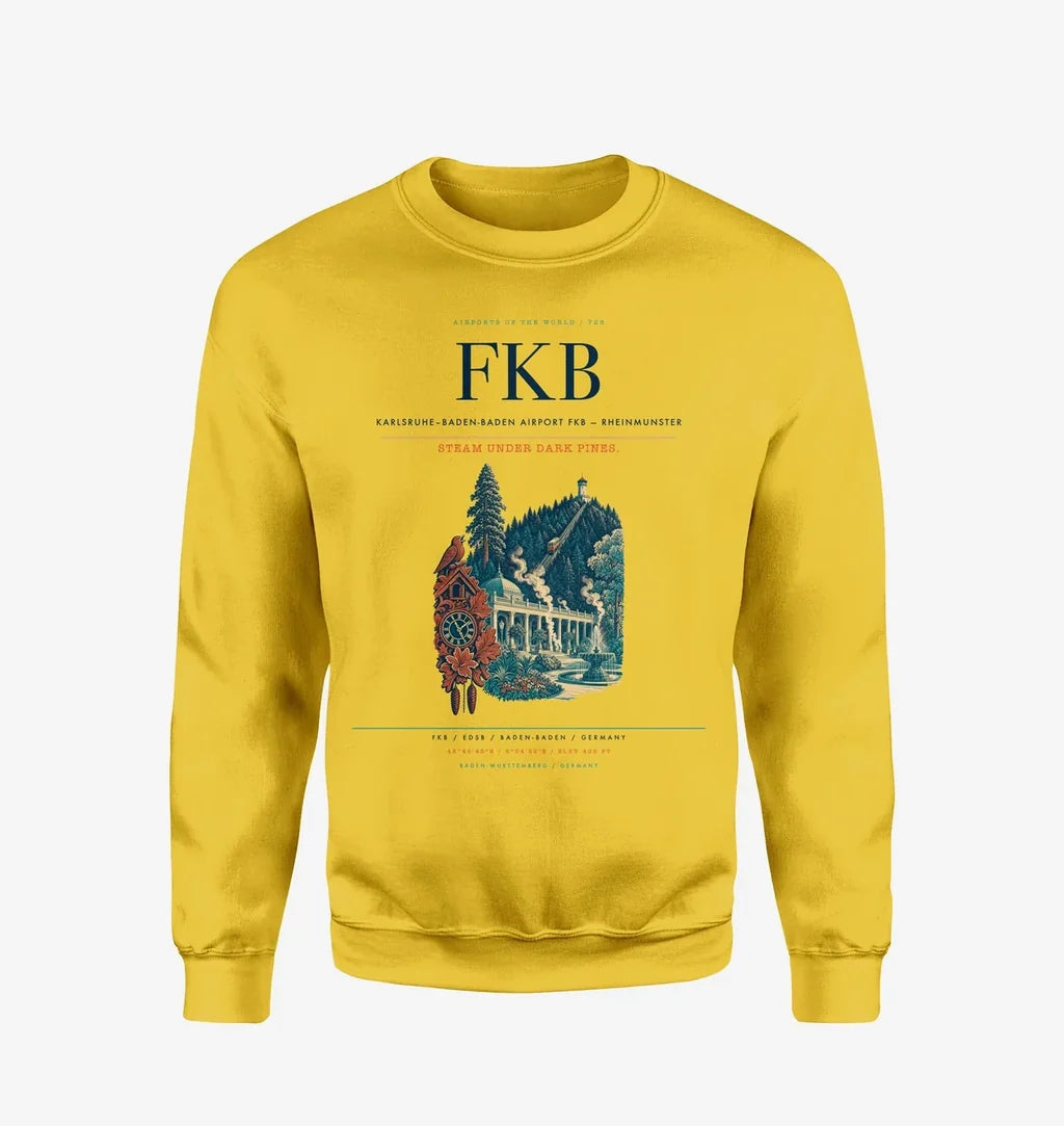 Karlsruhe–Baden-Baden Airport (FKB) design on yellow sweatshirt