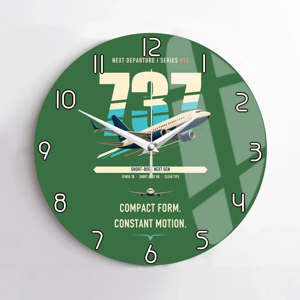 Boeing 737-700 NG design on green no frame wall clock