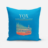 Thumbnail for Gander International Airport (YQX) design on turquoise pillow