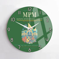 Thumbnail for Maputo International Airport (MPM) design on green no frame wall clock