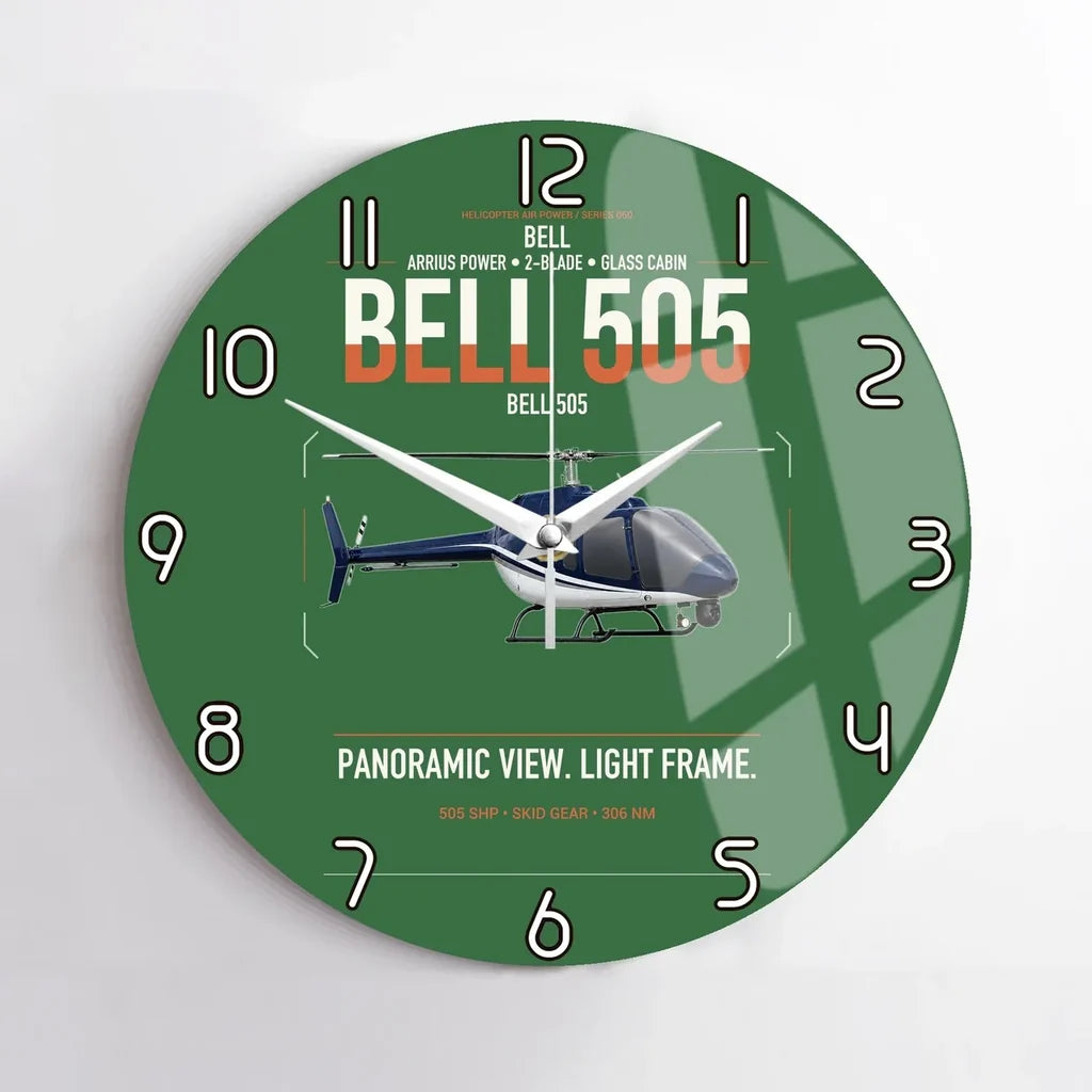 Bell 505 design on green no frame wall clock