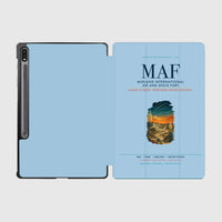 Thumbnail for Midland International Air and Space Port (MAF) design on light blue samsung tablet tablet case