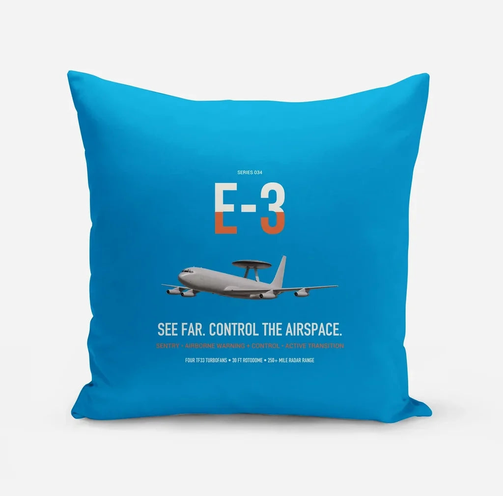 E-3 Sentry AWACS design on turquoise pillow
