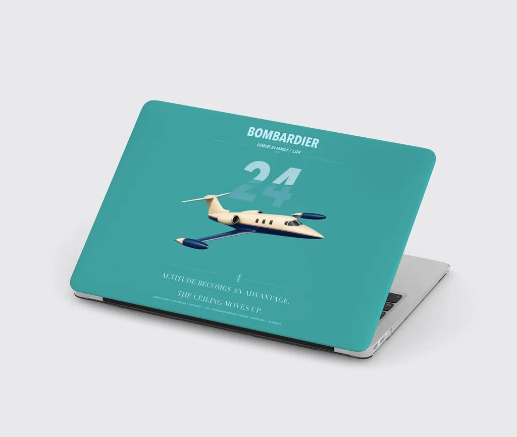 Bombardier Learjet 24 design on turquoise MacBook case
