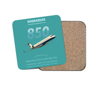Thumbnail for Bombardier Challenger 850 design on turquoise 1 piece coaster