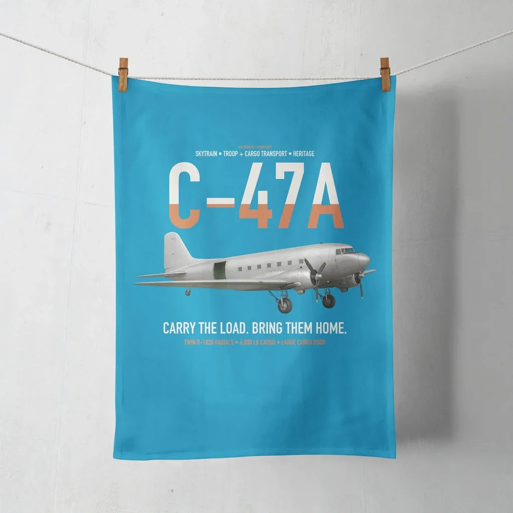C-47A Skytrain design on turquoise towel