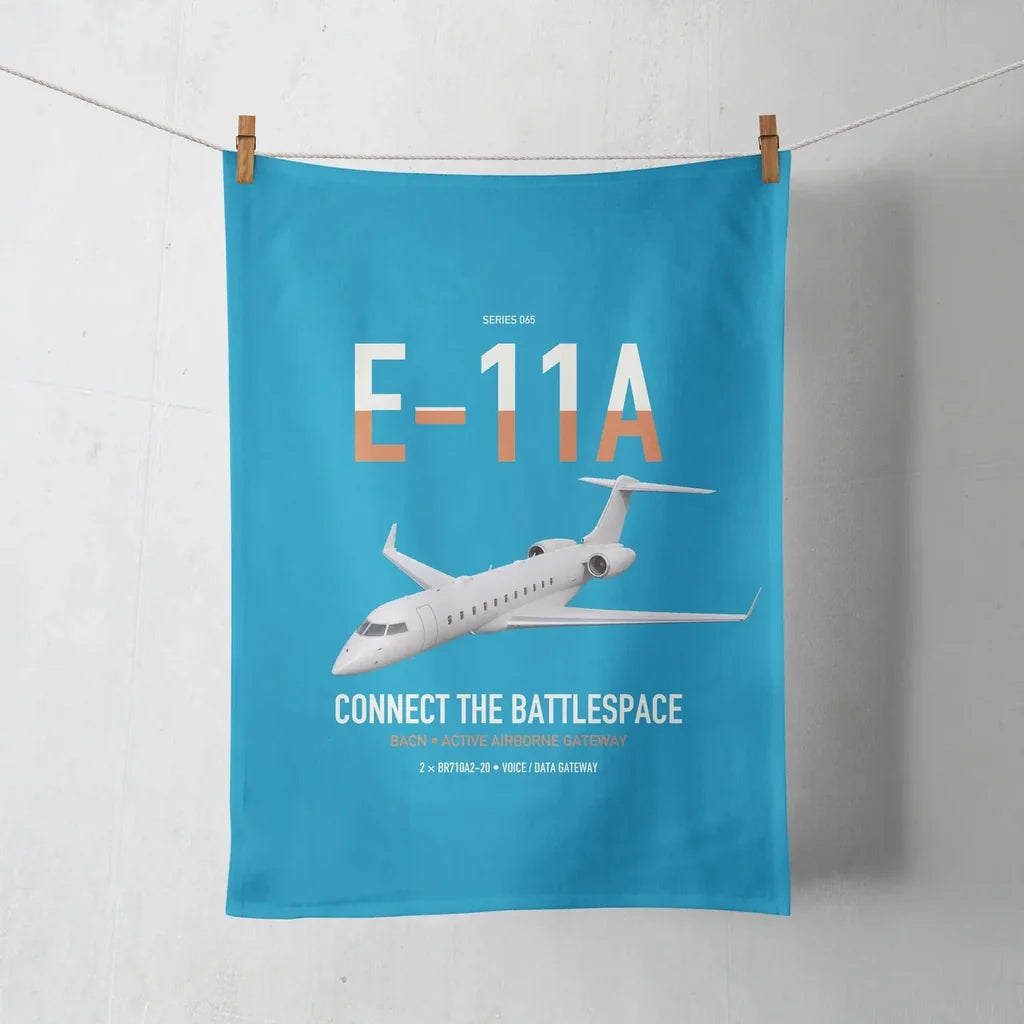 E-11A BACN design on turquoise towel