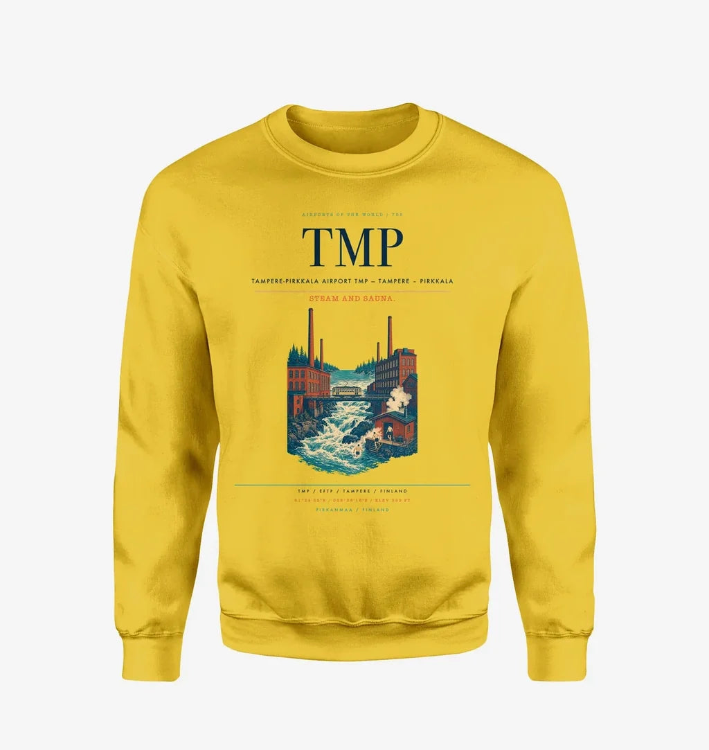 Tampere-Pirkkala Airport (TMP) design on yellow sweatshirt