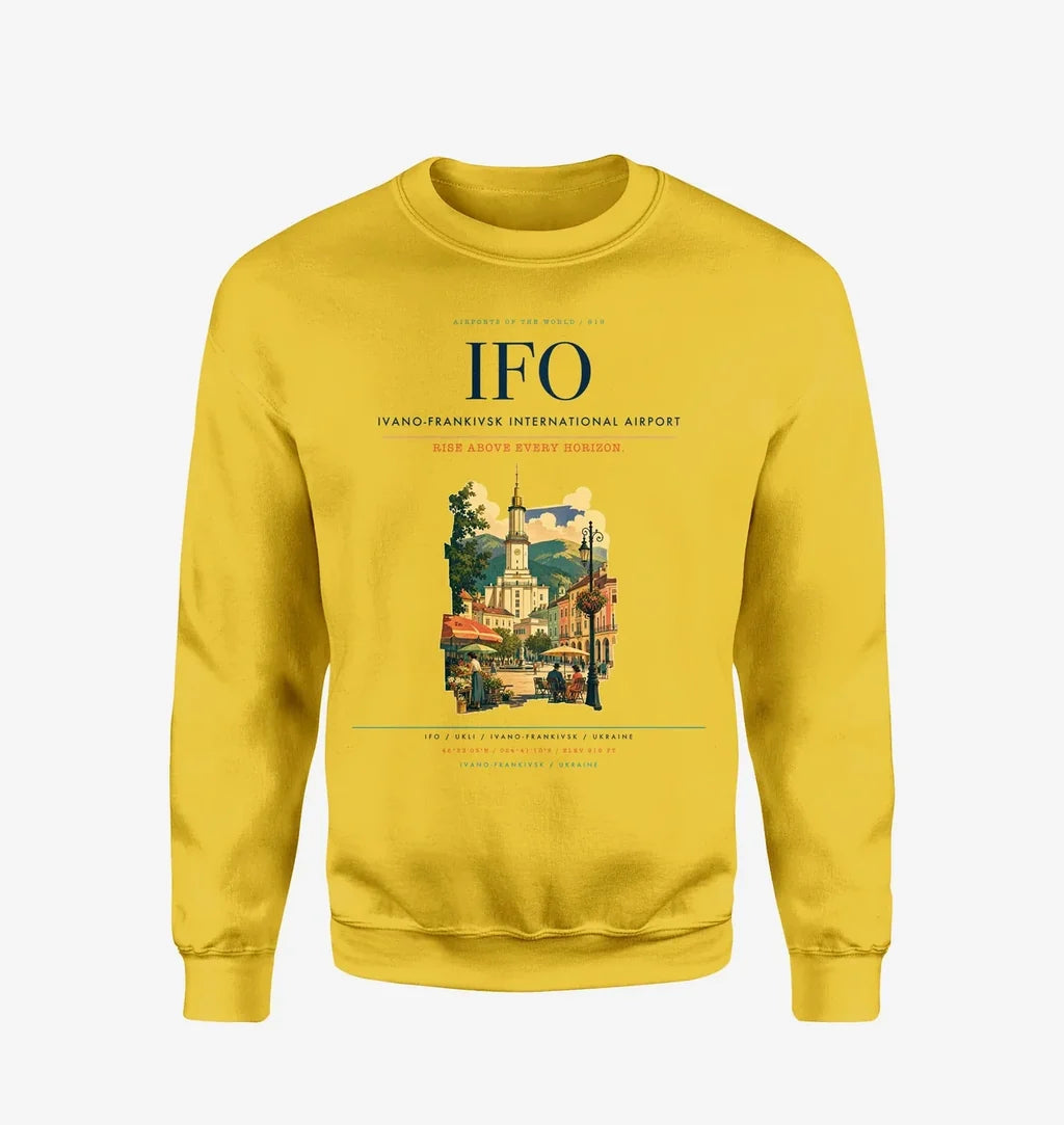Ivano-Frankivsk International Airport (IFO) design on yellow sweatshirt