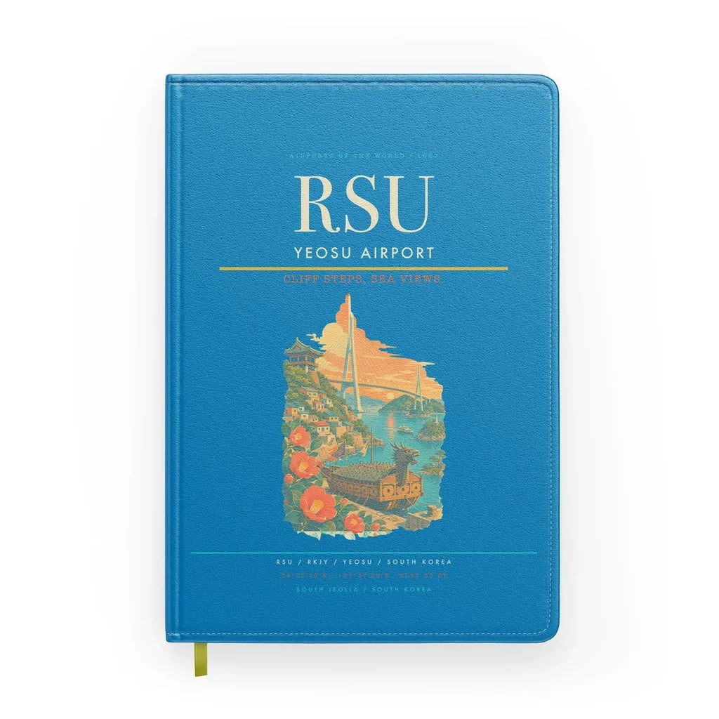 Yeosu Airport (RSU) design on turquoise notebook