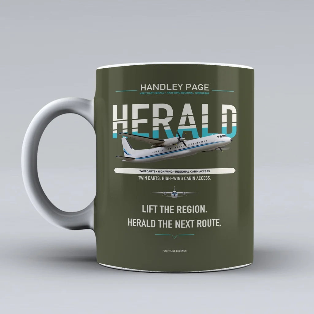 Page HPR.7 Dart Herald Mug design on green army handley