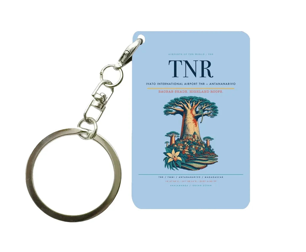 Ivato International Airport TNR — Antananarivo Key Chain design on light blue key chain
